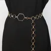 Otros accesorios de moda Cinturones de metal geométricos de moda para mujer Hexágono en forma de astilla dorada Cadena de cintura para mujer Vestido de verano Cinturón de cadena ajustable 230615