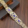 Belly Chains Sunspicems 18k Gold Color Blue Crystal Marocko Caftan Belt för kvinnor Algera Bride Wedding Jewelry Dekorativ midjekedja 230614