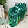 Dekens Warm koraal fleece gigantische bladdeken voor bed gloriosum plant gedrukt super zachte gezellige bank gooien stranddeken home decor R230615