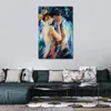 Arte contemporanea testurizzata Bacio di passione Dipinto a mano Amante figurativo Tela Pittura Arredamento camera da letto