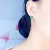 Boucles d'oreilles clous YS naturel russe émeraude diopside mode tempérament vert gemme japonais coréen