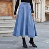 التنانير 2023 Spring Women Women's Denim High Weist Back Zipper Slim Midi Mode Fashion Long Empire Skirt Vintage Goth