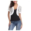 Women's Jackets Sexy Women Black White Lace Elegant Ladies Shrug Short Bell Sleeve Cropped Jacket For Wedding Evening Prom