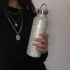 Vattenflaskor Keep and Cold Thermos Bottle Diamond Jewelry Fashion Stainless Steel Water Bottle Girls Thermo Cup Tea Coffee 230614