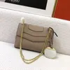 Cowhide Chain Crossbody Bag Fashion Shoulder Bags Square Flap Women Handbags Metal Hardware Zipper Closure Interior Compartment Purse Clutch