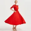 Podiumkleding Blauw Standaard Ballroomjurk Tangokostuums Dansjurken Rood Flamenco Wals Zwart