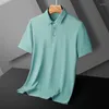 Herrpolos korea stil solid 2023 märke mode siden polo skjortor kort ärm mäns svartblå sommar andningsbara toppar tee överdimensionerad 6xl