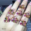 Cluster Rings KJJEAXCMY Boutique Jewelry 925 Silver-inlaid Natural Tourmaline Garnet Female Miss Ring Mini Support Detection