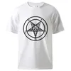 Camisetas Masculinas Pentagrama Gótico Oculto Masculino Algodão 2023 Verão Casual Manga Curta Tops Moda Masculina Camisetas de Alta Qualidade