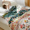 Одеятные покрывающие рассылки на кровати летние пастырские хлопчатобумажные марля одеяла король размер размер полотенце