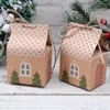 Geschenkverpakking 25 stks Mini Huis Vormige Kraft Papier Bonbondoos Kerst Festival Zak Voedsel Snack Chocolade Container