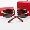 Großhandel Sonnenbrillen polarisiert Designer Carti Herren-Sonnenbrillen für Damen Damen-Sonnenbrillen Halbrahmen-Holzbeine Verbundmetallrahmenloser optischer Rahmen klassisch