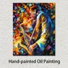 Modern impressionist Canvas Wall Art John Coltrane Hand Painted Street Landscape målning för lägenhetsdekor