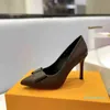 2023-Luxury women sandal designer pumps star brown genuine leather pin heel mules pointed toe with bow dress party wedding pump 8.5cm heeled 34-42EU