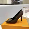 2023-escarpins pour femmes de luxe dame sandale étoile marron en cuir véritable broche talon mules bout pointu avec noeud robe fête mariage pompe 8.5cm à talons