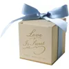 Geschenkverpakking Trouwbedankjes voor gasten in bulk ivoordoos met stoffige blauwe lintstrikken Babyshower Evenementen Bruids