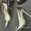 Designer 2023 Dames plunderen Puntige kralen diamanten schoenen hoge hakken Strass ornamenten zilveren pumps JURKSCHOENEN