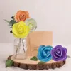 Decoratieve Bloemen 50st 5cm Simulatie Rozenkop Spray Goud Poeder Bloem Realistische Zaagtand DIY Accessoires