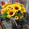 Fleurs séchées tournesol artificiel soie de haute qualité beau bouquet fête de mariage vacances décoration de la maison simulation artificielle