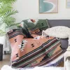 Cobertores cobertor xadrez boêmio para sofá-cama cobertores decorativos para acampamento ao ar livre cobertor de piquenique boho capa de sofá cobertor com borla 230614
