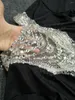 Scena noszenia kryształek bez pleców srebrne sukienki z frędzlami dla kobiet spandeksy długie rękaw seksowne modne klub imprezowy strój bal maturalny