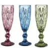 Machine Pressed Vintage Colored Goblet White Wine Champagne Flute Water Glass Green Blue Pink Glass Goblets Glass Cup E0616