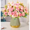 Bouquet de fleurs séchées de soie vintage artificielle rose pivoine bouquet blanc mariée de mariage tenant de fausses plantes accessoires de décoration de la maison