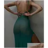 Urban Sexy Dresses Women Sling Dress Spaghetti Strap Lowcut Seethrough Slit For Club Party Skinfriendly Casual Simple Style Bluegree Dhbpw