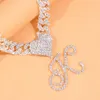 Anklets Hip Hop Rhinestone Heart Letter Anklet Bracelet Wholesale for Women Sandals Summer Az Rapper Cuban Link Chain Iced Out Pendant 230608