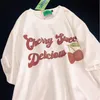 Fruit Cherry Graphic T koszule 100% bawełniane luźne koszulki para ubrania kawaii dla nastolatków 2023 Summer Large 3xl Casual Tops