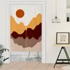 Curtain Nordic Landscape Painted Doorway Curtains for Kitchen Cafe Decor Short Hanging Half Home Entrance Noren Door 230615