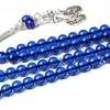 Filo blu ambra Tasbih 8mm 66 perline di preghiera gioielli di moda araba Misbaha uomo Islam regalo musulmano rosario islamico Tesbih Subha