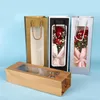 Gift Wrap Style Single Red Wine Tote Bag Window Transparent PVC Kraft Paper Flower Doll Rectangular Gift Packaging Bag 230614