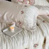 Beddengoed sets 800TC lyocell vezel zachte zijdeachtige Franse prinsesstijl rozenbloemen borduurwerk dekbedoverdeksel set bed bladkussencases