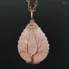 Pendant Necklaces Blue Crystal Water Drop For Women Antique Wire Wrapped Tree Of Life Abalone Shell Resin Necklace Men Jewelry