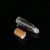 5ml 10ml Essential Oil Roll-on Bottles Clear Glass Roll On Perfume Bottle with Natural Bamboo Cap Stainless Steel Roller Ball Vpjfh