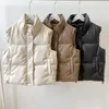 Gilets pour femmes noir Faux cuir gilet vestes pour femmes 2023 fermeture éclair PU femme gilet coton rembourré sans manches veste d'hiver
