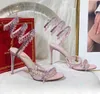 2023 sandals 95mm luxury diamond serpentine wrapped Roman high heels Silver designer banquet dress shoes35-43