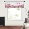 Vorhang, rosa Rosen und weiße Tulpen, Blumen, kurze, transparente Vorhänge für Wohnzimmer, Schlafzimmer, Küche, Tüll-Fensterdekorationen