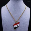 Pendant Necklaces Hip Hop Syria Country Map Necklace For Women Men Gold Color Stainless Steel Cuban Chain Punk Jewelry NXH590S05