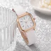 HBP Luxury Women Watch Rose Gold Square Bezel Casual Wristwatch Lätt att läsa Digital Dial Ladies Watches Leather Strap