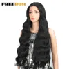 Woman Synthetic Lace Wigs For Black Women 28 Inch Deep Wave Hair Wig Natural Hairline Green Long Wavy Cosplay Wig 230524