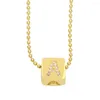 Ras du cou Vlen initiale carré pendentif collier pour femmes plaqué or perles colliers cubique zircone lettre collier Hip Hop bijoux