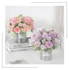 Fleurs séchées 32 cm rose soie pivoine têtes de bouquet de fleurs artificielles et 4 fausses fleurs bon marché pour la décoration intérieure de mariage à la maison