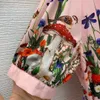 23ss sommarklänningar kvinnor klänning kvinnor märkeskläder Kanin Djur Fjäril Blossom Print Krage Slim Fit Kort ärm Stor Swing Dress Damkläder