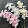 الزهور الزخرفية 9 رؤساء الفراشة الاصطناعية أوركيد مزيفة 3D phalaenopsis