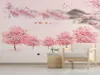 Wallpapers Chinese Wallpaper 3D Pink Peach Blossom Floral Home Decorative Romantic Girls Room Wall Murals