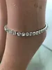 Hovanci 4 femmes bijoux étincelant simple rangée diamant Tennis chaîne bracelets de cheville grand strass cristal pied cheville Bracelet