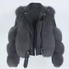 Women' Blends MENINA BONITA Real Fur Coat Vest Winter Jacket Women Natural Genuine Leather Outerwear Detachable Streetwear Locomotive 230615