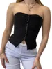 Kvinnors tankar Kvinnor S stropplösa Y2K Tube Crop Top Spets Ruched Ruffled Cutout Sexig Bandeau Vest Summer Going Out Tank Tops (Ruched Black